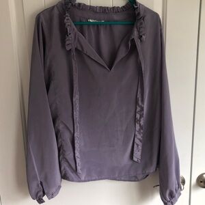 Vintage Ruffle neck tie front blouse